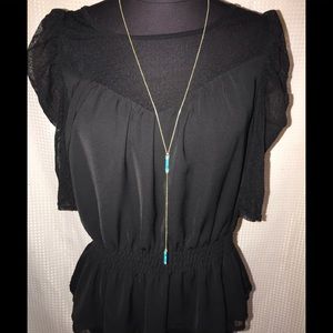Black blouse with lace sleeves